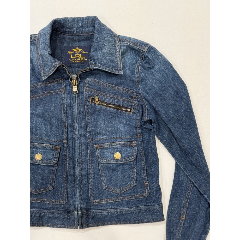 RALPH LAUREN VINTAGE Denim Jeans Co Jean Jacket XXS Women's RARE find RETRO Y2K
